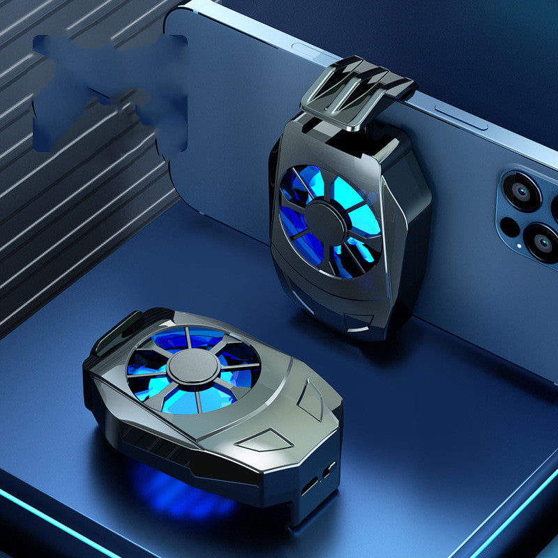 Two cooling fans on a smartphone with a blue light effect